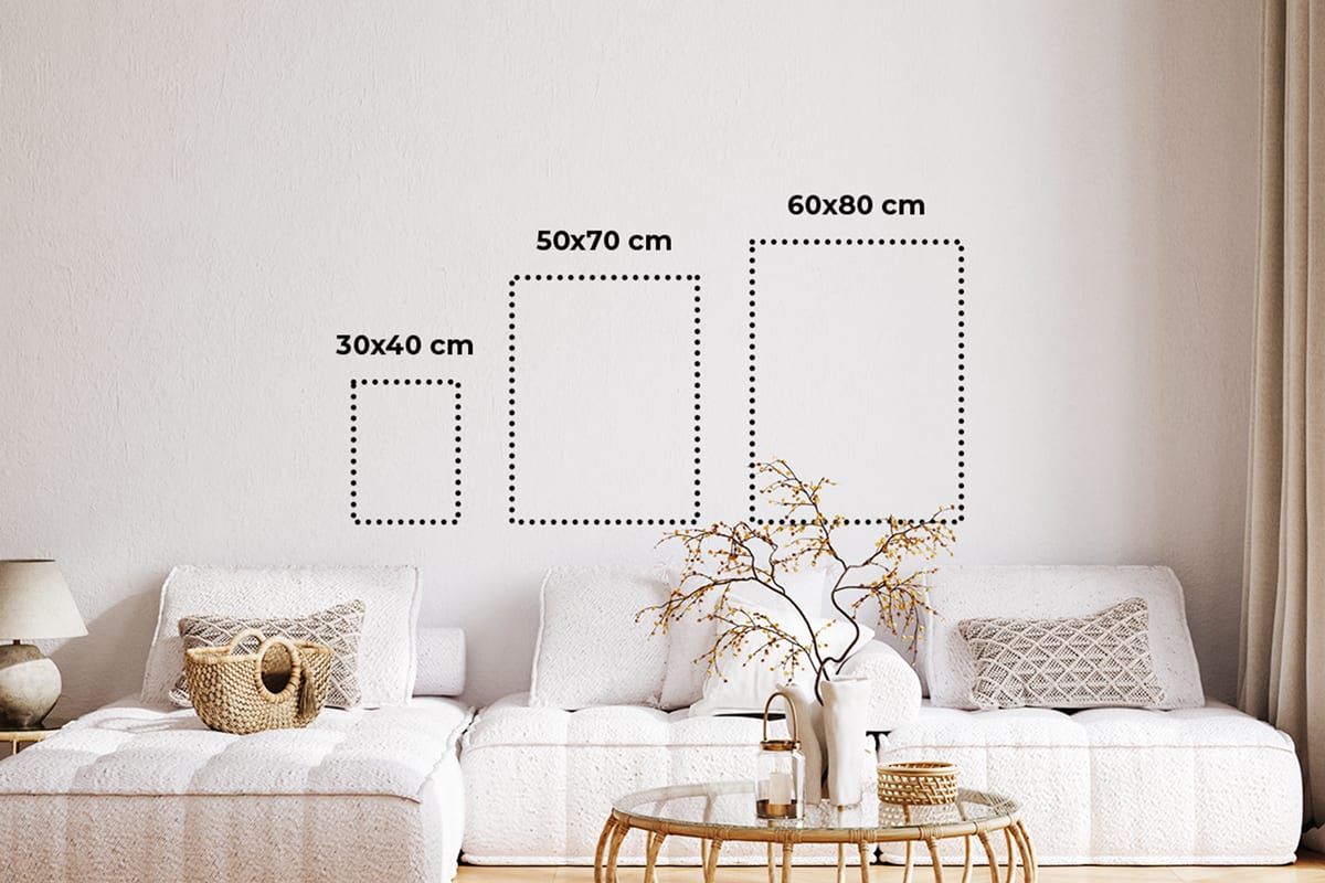 Unser Filzkunst ist in 3 Größen erhältlich und wird immer mit einem kostenlosen Premium-Rahmen geliefert
