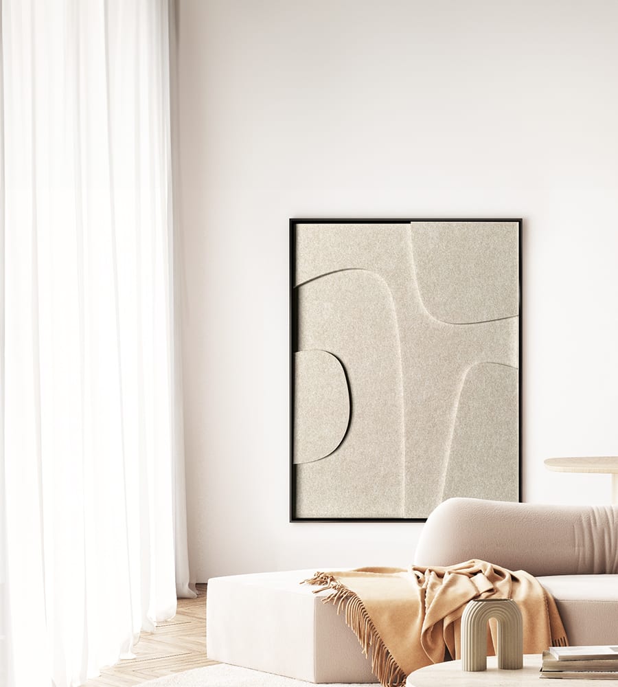 Filzkunst. Eindrucksvolle Kunst aus recycelten Plastikflaschen. Schalldämmend und akustisch absorbierend!